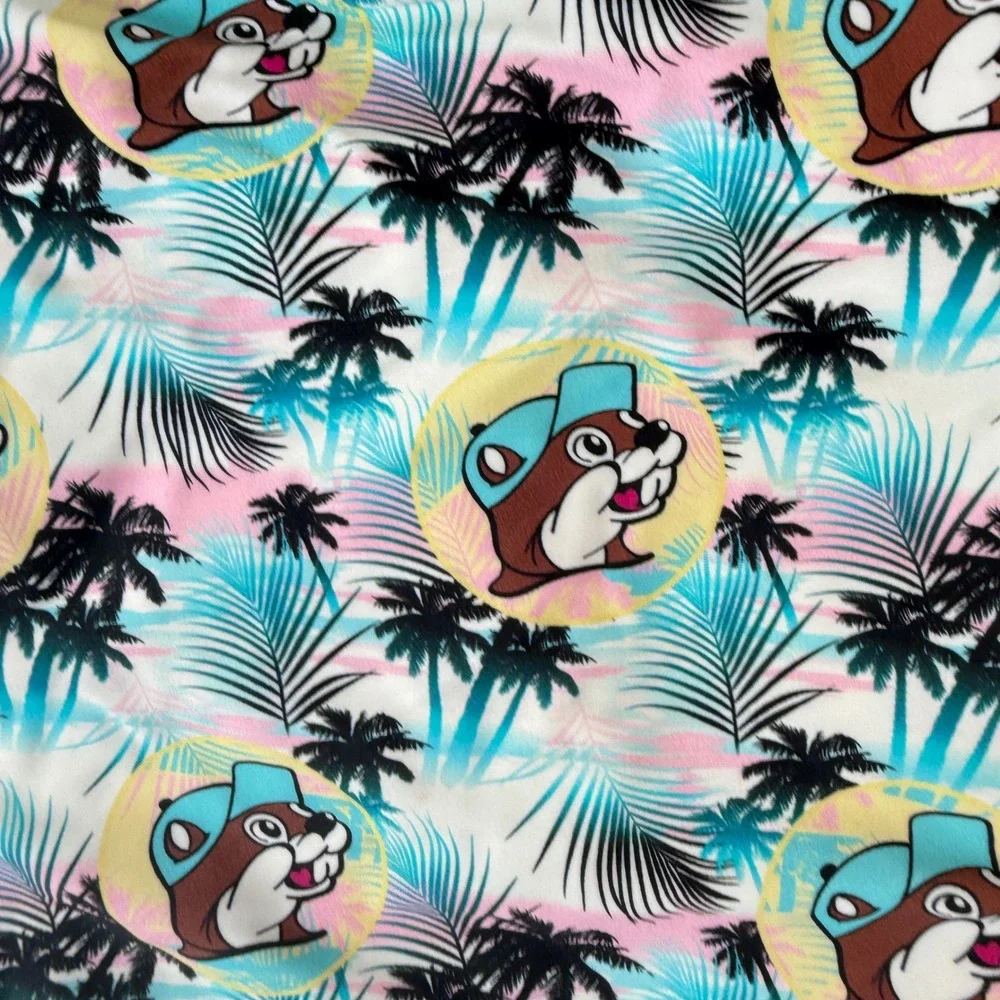 Buc-ee's Girls 3T One Piece Swimsuit Brown Palm Tree‎ Ruffles Tropical Beachwear - Picture 2 of 7